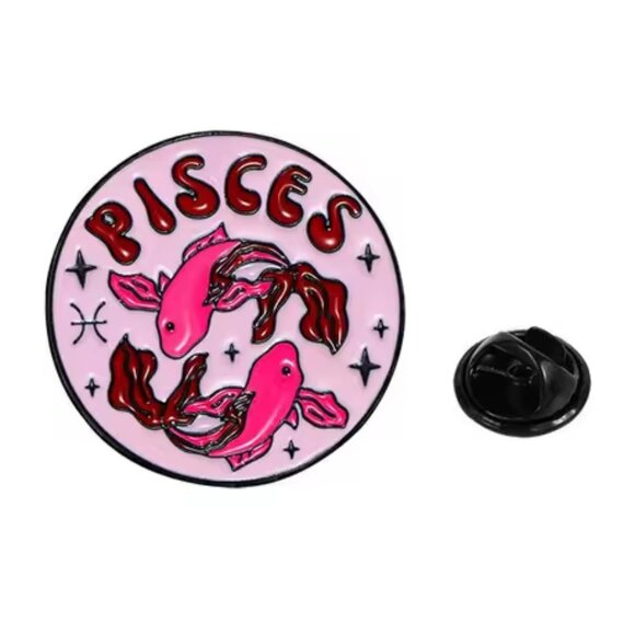 PISCES Zodiac Astrology Sign Metal & Enamel Pin - Picture 2 of 3